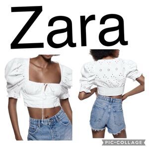 Zara Top with openwork embroidery from, size M